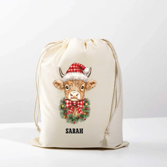 Christmas Cow Personalised Santa Sack