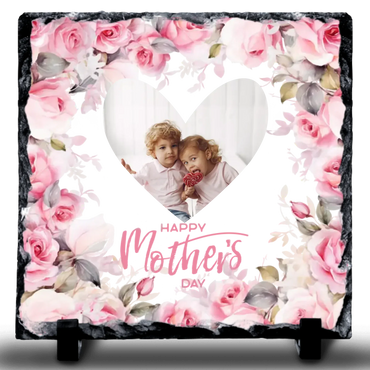 Happy Mother's Day Heart Photo Upload Rock Slate