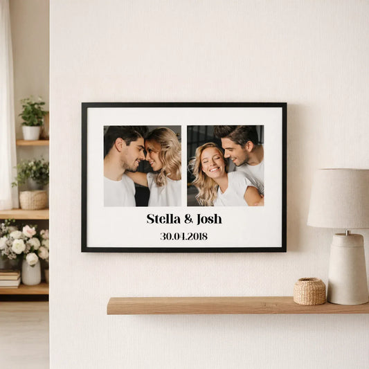 Personalised Photo Upload Name & Date Framed Print