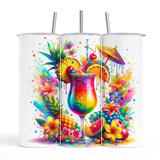 Rainbow Tropics 20oz Tumbler with Straw