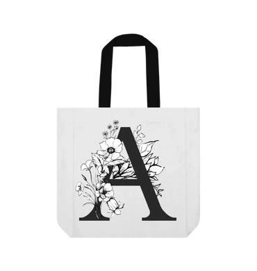 Wildflower Initial Tote Bag