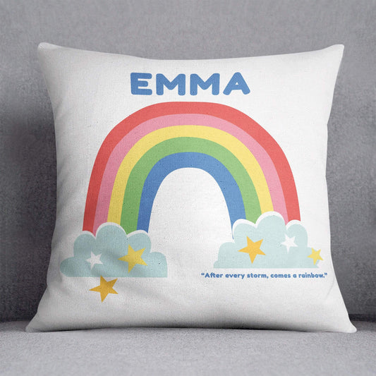 After Every Storm Comes A Rainbow Personalised Cushion
