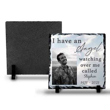 Angel Watching Over Me Personalised Memorial Photo Slate