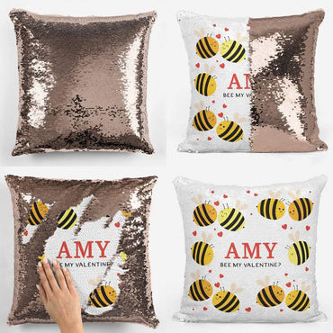 Bee My Valentine Sequin Magic Cushion