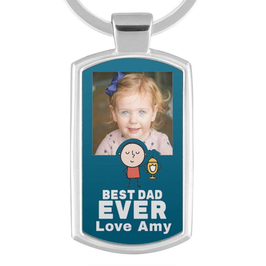 Best Dad Ever Blue Personalised Keyring