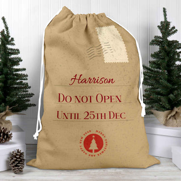 Do Not Open Until December 25th Personalised Santa Sack