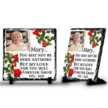 Love Forever Grows Memorial Personalised Photo Slate