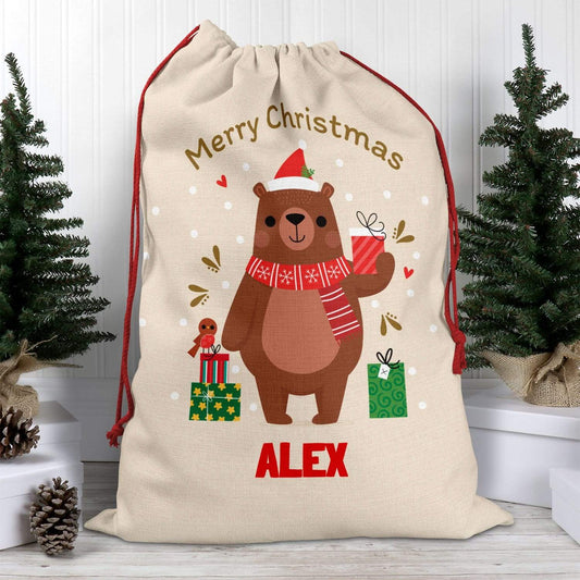 Merry Christmas Bear Santa Sack