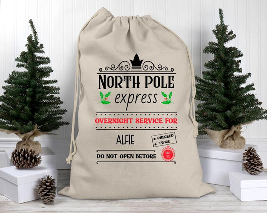 North Pole Express Overnight Service Santa Sack