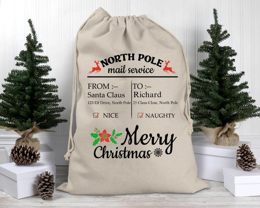 North Pole Mail Service Santa Sack