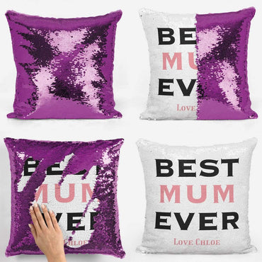 Personalised Best Mum Ever Sequin Magic Cushion