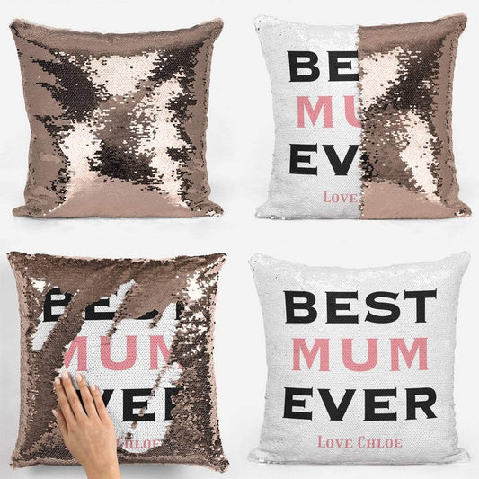 Personalised Best Mum Ever Sequin Magic Cushion