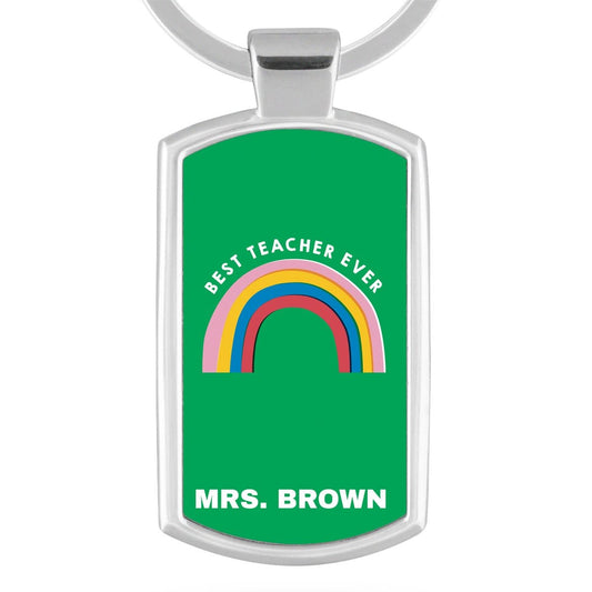 Personalised Best Teacher Ever Rainbow Keyring