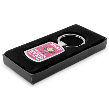 Personalised Pink Best Teacher Ever Keyring