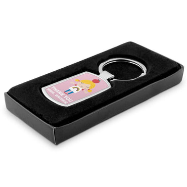 Personalised Pink Girl Thank You Keyring