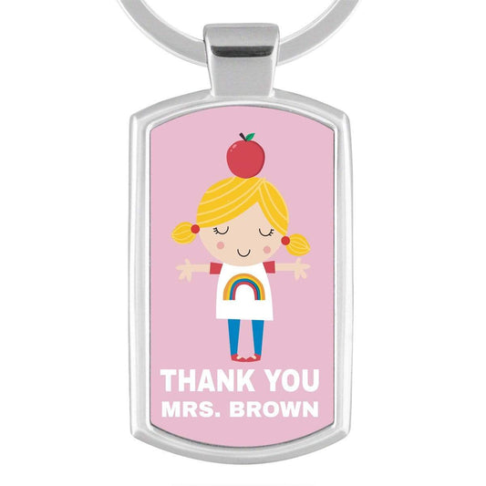 Personalised Pink Girl Thank You Keyring