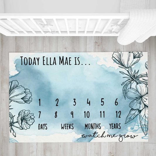Personalised Watch Me Grow Baby Milestone Blanket