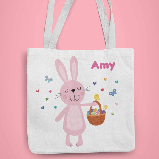 Pink Easter Bunny Personalised Tote Bag