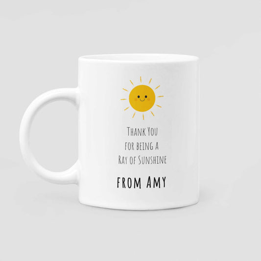Thank You For Being a Ray of Sunshine Teacher Personalised Mug