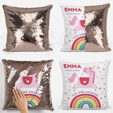 Unicorn You are Amazing Sequin Magic Cushion