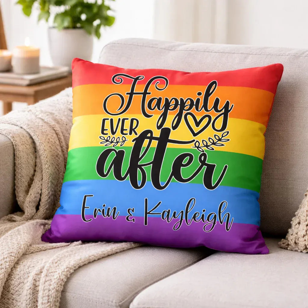 Happily Ever After Personalised Pride Cushion
