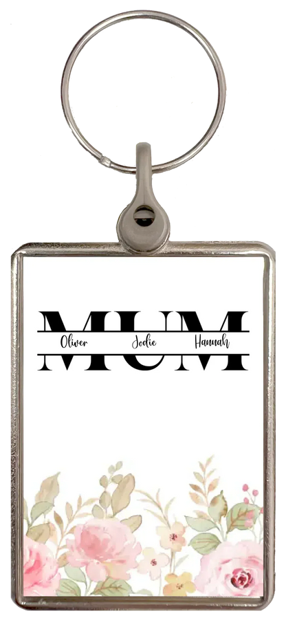 Mum Split Crystal Dome Chrome Keyring