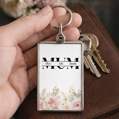 Mum Split Crystal Dome Chrome Keyring