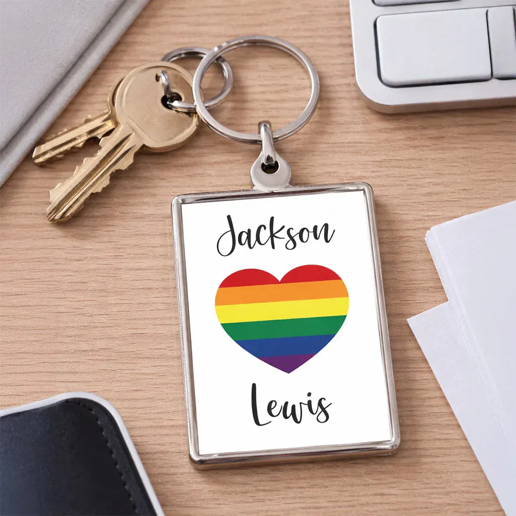Pride Heart Personalised Keyring