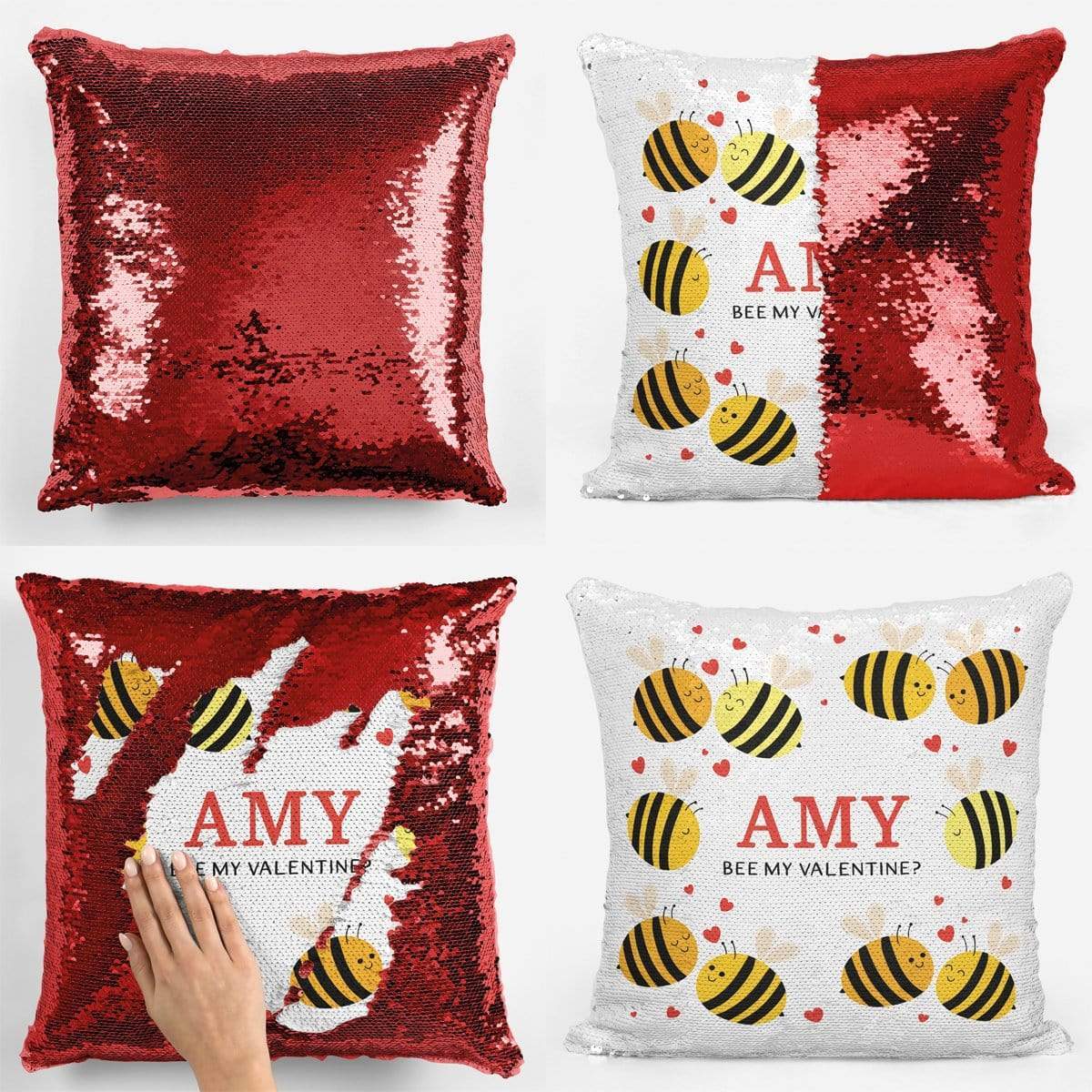 Bee My Valentine Sequin Magic Cushion