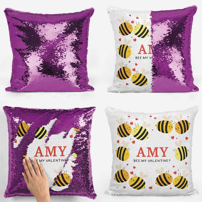 Bee My Valentine Sequin Magic Cushion