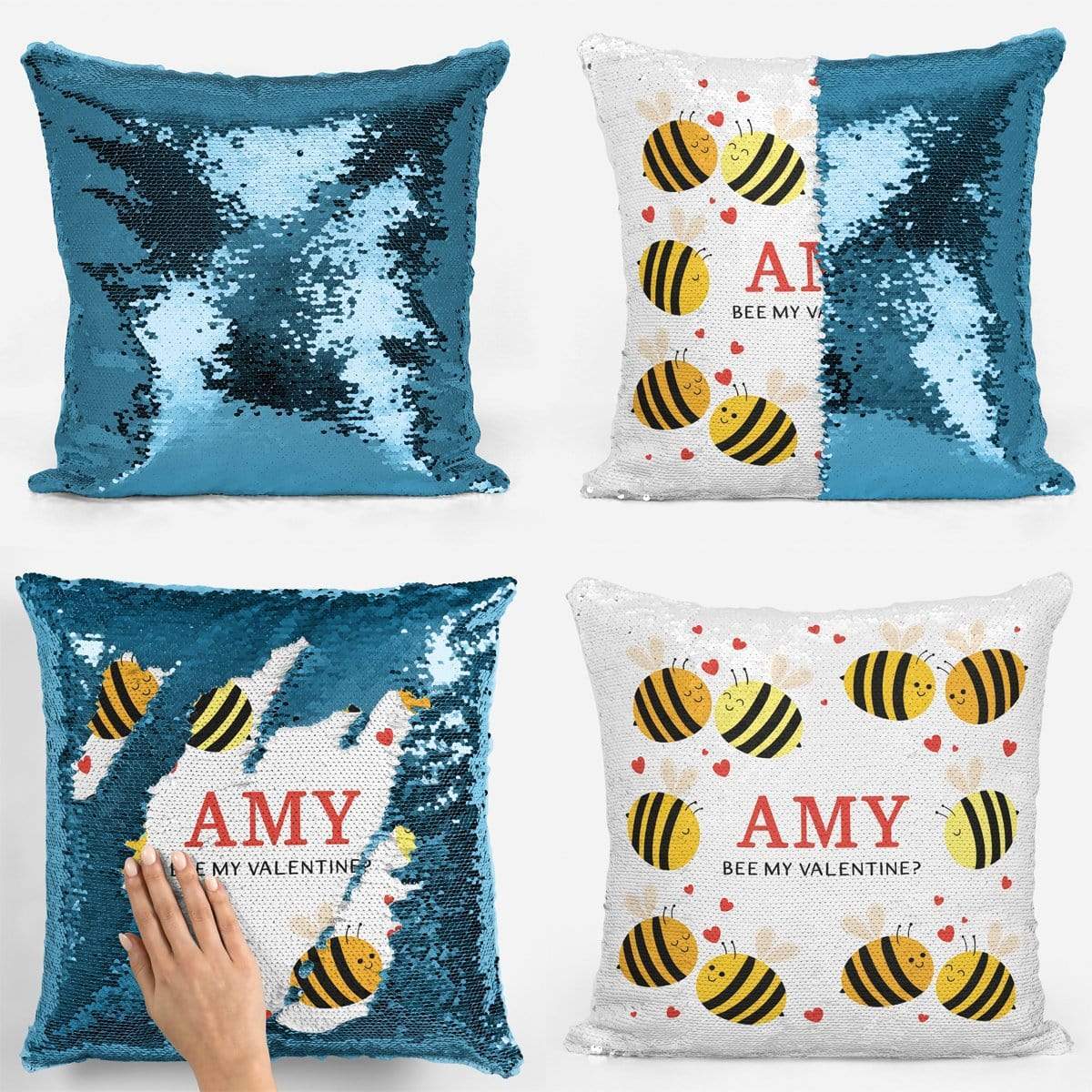 Bee My Valentine Sequin Magic Cushion