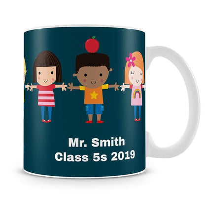Blue Thank You Teacher Personalised Mug