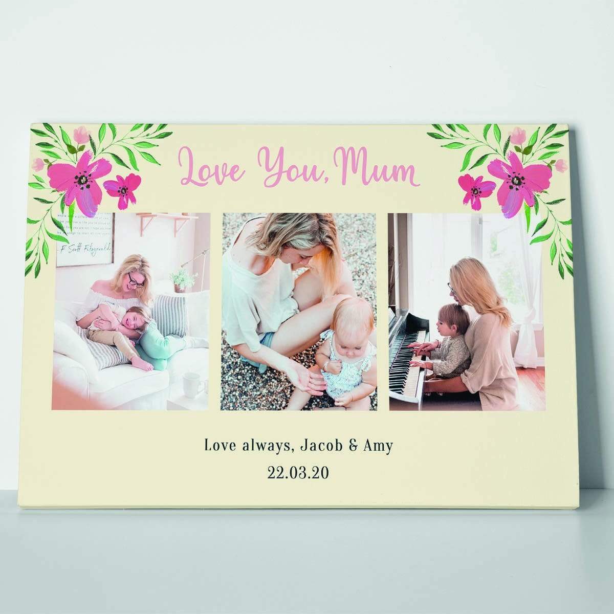Love You Mum Flower Personalised Canvas Print