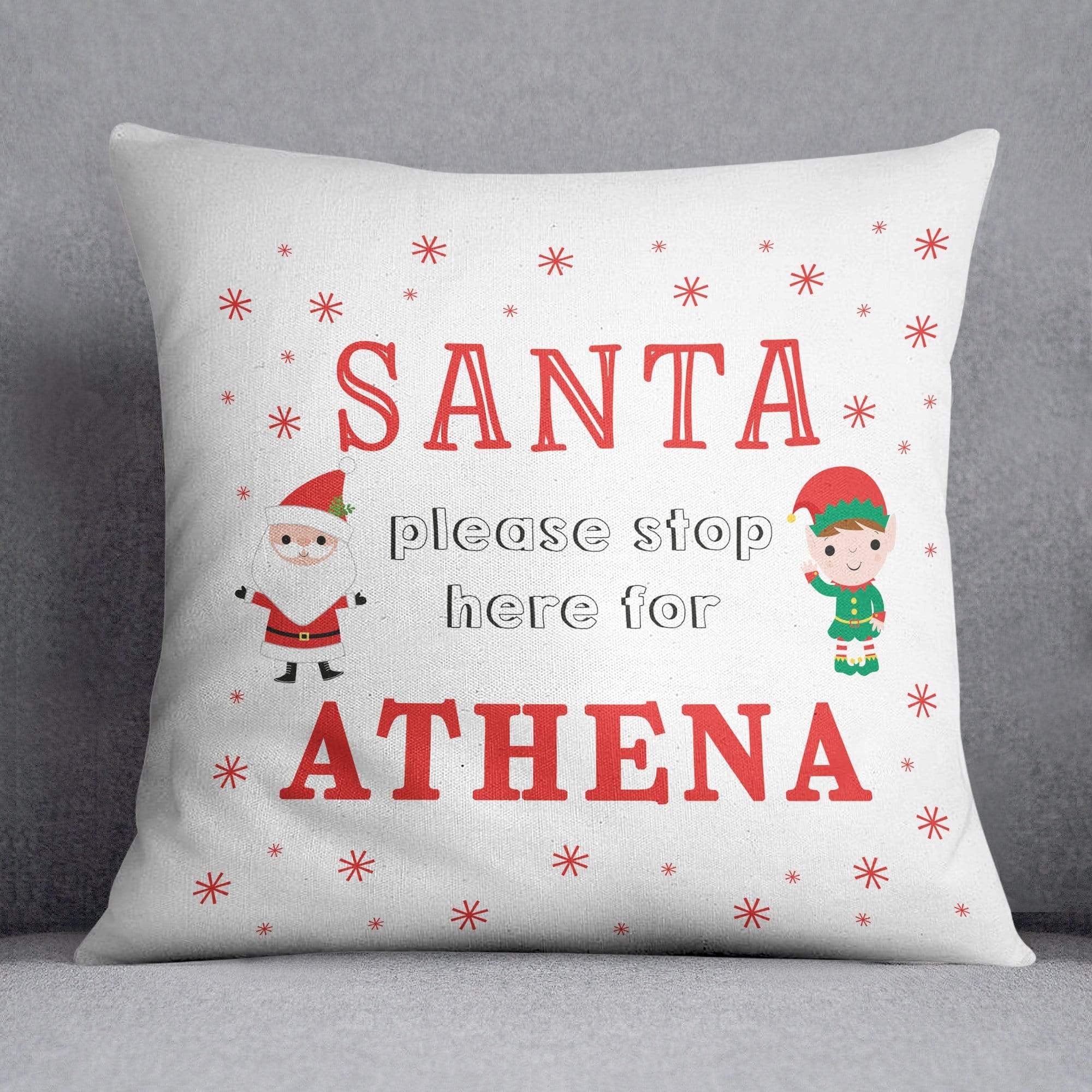 Personalised Santa Stop Here For Cushion