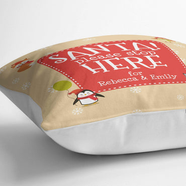 Santa Stop Here Personalised Cushion