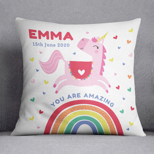 Unicorn You are Amazing Personalised Cushion